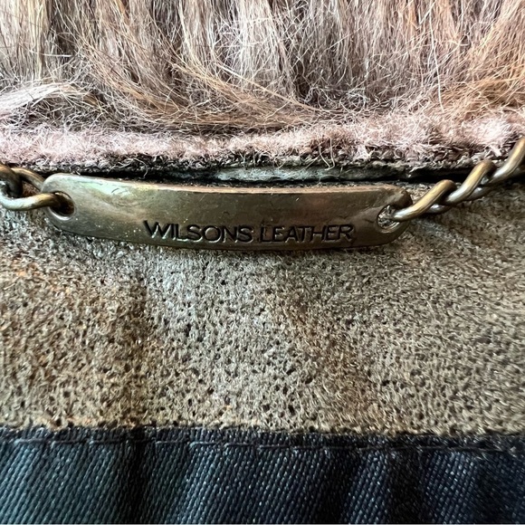 Wilson Leather Jacket Women Full Zip Green Coat Suede Faux Fur Medium FLAWS - Picture 13 of 15